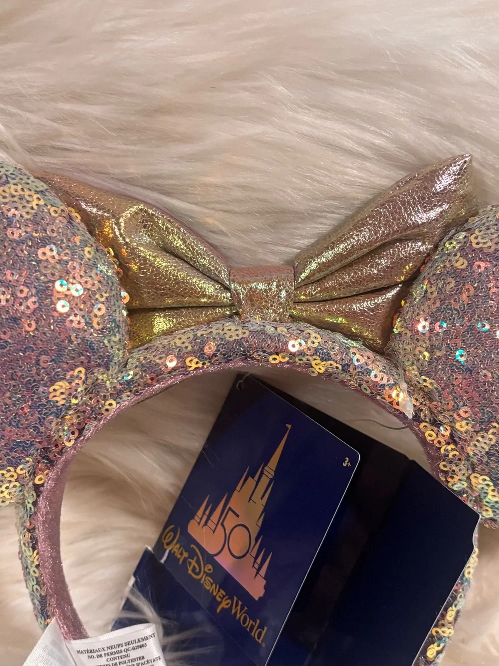 New Disney World 50th Anniversary Celebration Minnie Ears Iridescent Headband